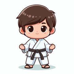 Vector image of a small child wearing a karate costume