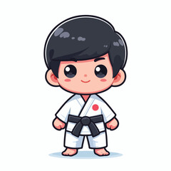 Vector image of a small child wearing a karate costume
