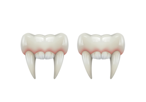 Isolated fake vampire teeth, Halloween fangs close up realistic set, costume party props - Powered by Adobe
