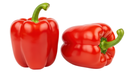 Isolated Two Red Bell Peppers