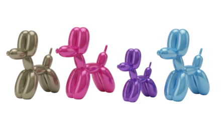 Isolated Colorful Balloon Dog Sculptures