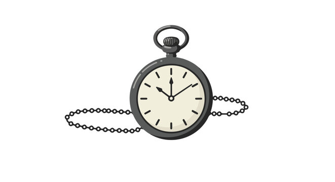Showing Pocketwatch Time on Isolated White Background Illustration