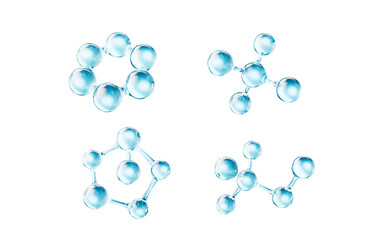 Blue biological molecules, 3d rendering.