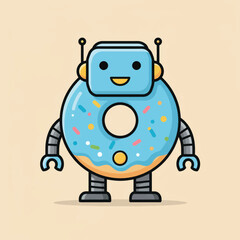 Fototapeta premium cute donut robot illustration