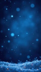 Obraz premium Deep midnight blue Christmas background with shimmering snowflakes , celebration, sky, snowflakes