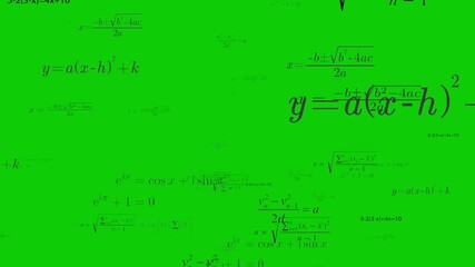 Mathmatic formula on Green screen, Background with flying formulas and equations on green screen - Powered by Adobe