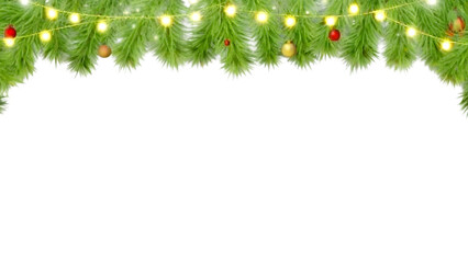 Christmas Garland with Pine Branches and Lights