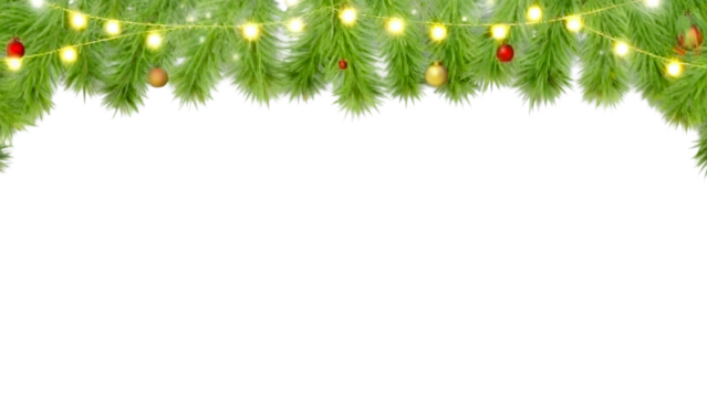 Christmas Garland with Pine Branches and Lights