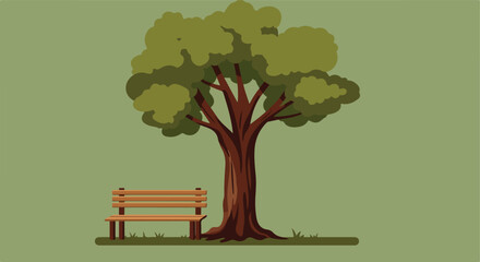 Bench resting beneath tree in park