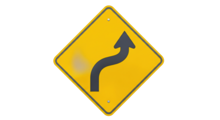 Isolated Curve Ahead Road Sign