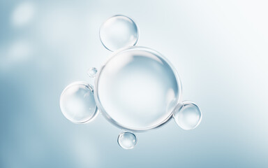 Blue liquid water bubbles background, 3d rendering.