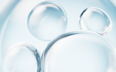 Blue liquid water bubbles background, 3d rendering.