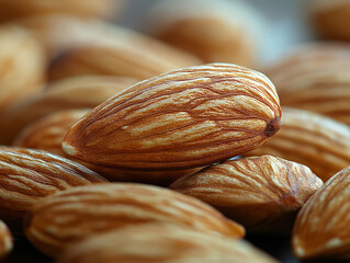 Close-up of raw almonds, organic healthy nuts background, natural food texture for diet, vegan nutrition, superfood ingredient and clean eating concept