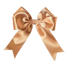 Golden Satin Bow Decoration on Transparent background