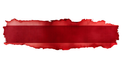 Torn red paper strip with horizontal band isolated on a transparent background image
