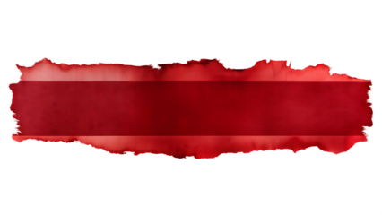 Torn red paper strip with horizontal band isolated on a transparent background image
