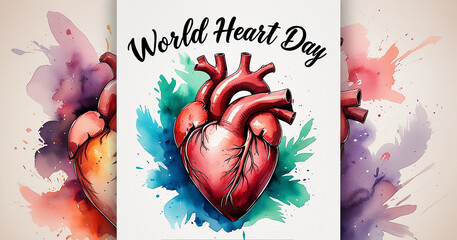 World Heart Day A Watercolor Heart Illustration