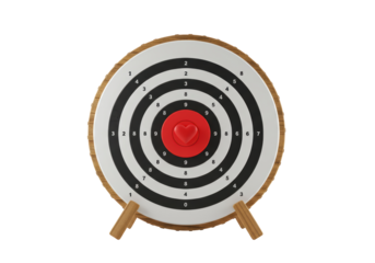 Isolated target with heart in center conveys love goals or perfect shot and accuracy
