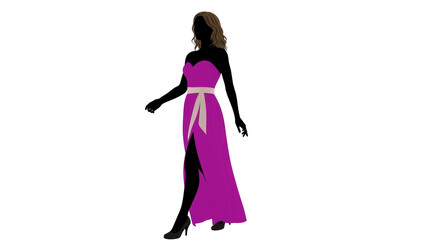 Isolated Silhouette of Woman in Evening Gown