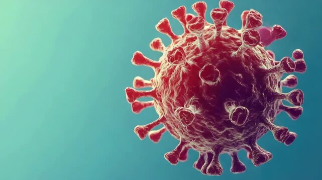Detailed coronavirus microscopic view with mutating spike proteins. hMPV, Human metapneumovirus
