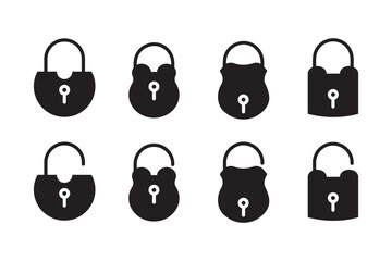 lock vector icon set. open or closed illustration sign collection. door symbol. Lock icon set. Padlock open and closed. Locked and unlocked icon.  
