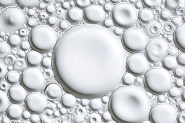 White droplets coalesce, macro view