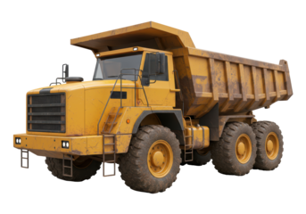 Isolated Heavy Yellow Dump Truck Vehicle for Construction Industry Material Hauling