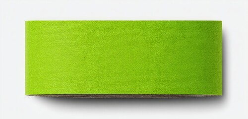 Obraz premium Rectangular strip of textured bright green material, casting a soft shadow on a plain white background