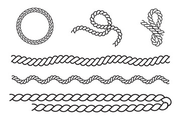 shaped rope design with sailor knot for marine themes. Rope collections isolated PNG. Brushes rope patterns . eps 10 © Aquavisionweath6