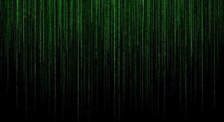 Abstract Green Code Falling on Black Background with Digital Effect