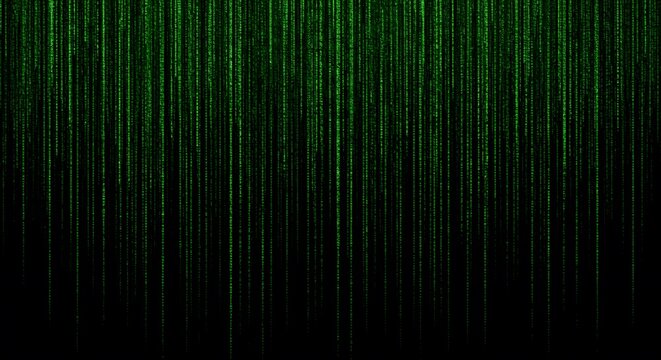 Abstract Green Code Falling on Black Background with Digital Effect