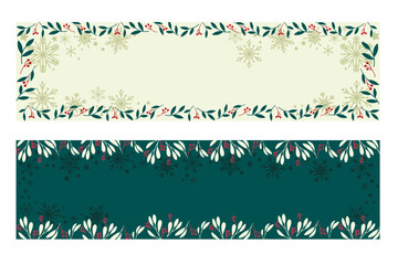 Winter and Christmas holiday natural elements decoration illustration. Set of banner decoration with winter natural elements. Vector illustration.