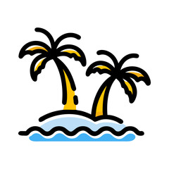 Tropical Palm Tree Black and White Icon. Tropical Palm Tree Square Icon.