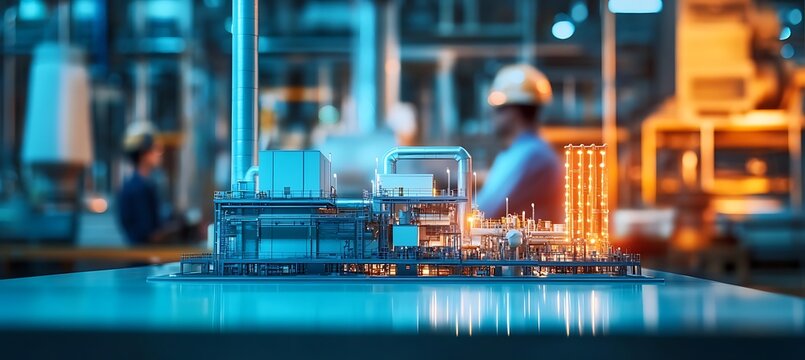 Industrial plant model engineering design blueprint architecture manufacturing structure project