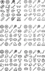 Sports Equipment Icons Collection Illustration.