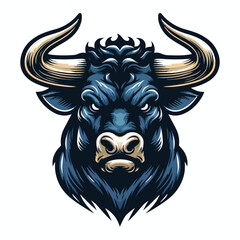 Vector image of an angry horned bull head