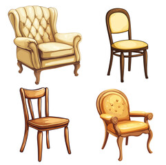 Chair in a vector cartoon style, isolated white background