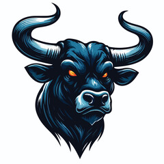 Vector image of an angry horned bull head