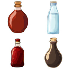 Flask Bottle in a vector cartoon style, isolated white background