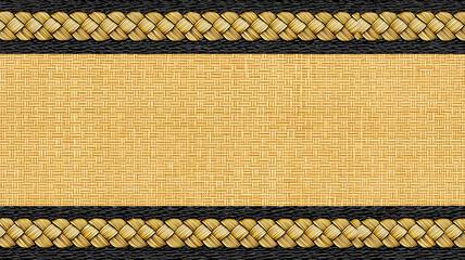 A detailed background texture featuring natural fibers intertwined with elegant stitching, perfect for design projects.