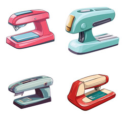 Stapler in a vector cartoon style, isolated white background