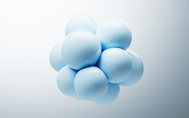 Blue soft balls background, 3d rendering.
