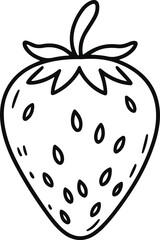 Minimal strawberry line art vector, abstract doodle fruit outline with seeds, clean hand-drawn sketch icon