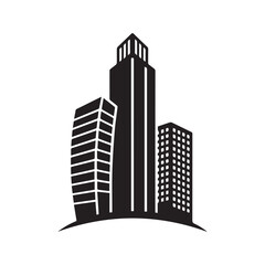 Obraz premium Modern City Skyline Logo Vector Icon. Abstract Building Silhouette for Real Estate and Corporate Business. 