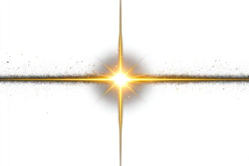 Glowing cross A bright, golden light emits two beams, with a hazy smoke effect. Sparkling details. Isolated on white background