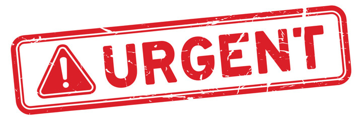 Red stamp with urgent warning symbol and text