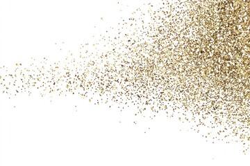Naklejka premium A cascade of small, golden specks fades across a white background, forming a textured, shimmering effect