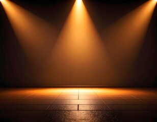 Three spotlights illuminate stage floor