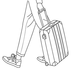 Illustration of a person walking with a suitcase, , perfect for travel and tourism related designs and illustrations