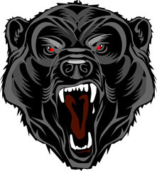 Roaring Black Bear Head
